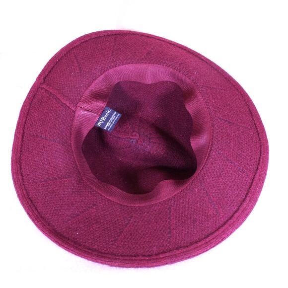Burgundy Bucket Hat Fedora Wool/Polyester 3" Brim My Basic Beaded BK Cord Band - Picture 8 of 11